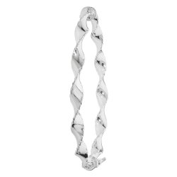Silver Diamond Cut Twisted Hinged Oval Bangle 