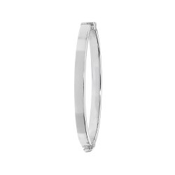 Silver Babies' Square Tube Hinged Oval Bangle 