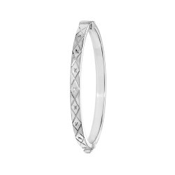 Silver Babies' Diamond Cut Square Tube Hinged Oval Bangle 