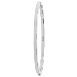 Silver Square Tube Hinged Oval Bangle 