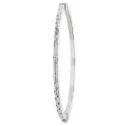 Silver Diamond Cut Hinged Oval Bangle 
