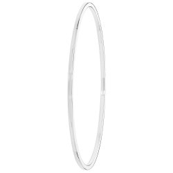 Silver Square Tube Plain Round Bangle 