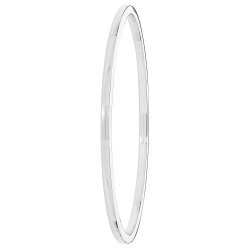Silver Square Tube Plain Oval Bangle 