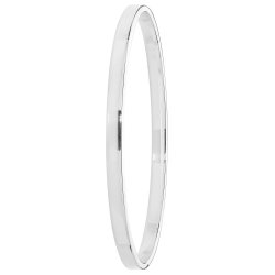 Silver Square Tube Plain Oval Bangle 