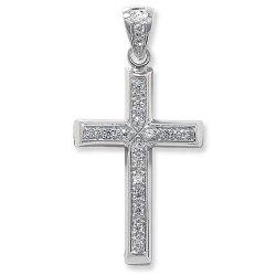 Silver Cz Cross Pendant 