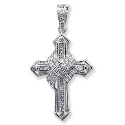 Silver Cz Cross Pendant 