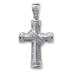 Silver Cz Cross Pendant 