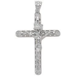 Silver Cz Crucifix Pendant 