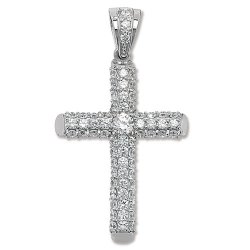 Silver Cz Cross Pendant 