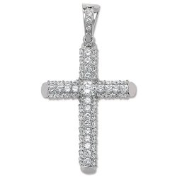 Silver Cz Cross Pendant 