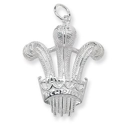 Silver Prince Of Wales 3 Feather Pendant 