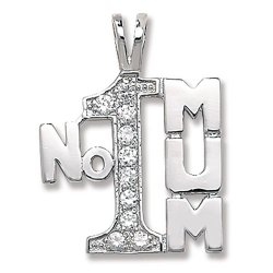 Silver No 1 Mum Cz Pendant 