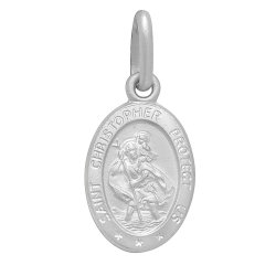 Silver St Christopher Oval Pendant 