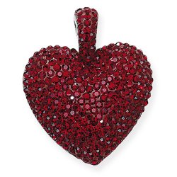 Silver Red Crystal Heart Pendant 