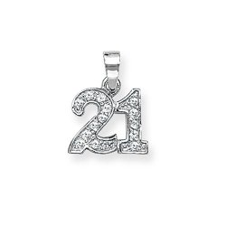 Silver 21st Birthday Cz Pendant 