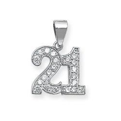Silver 21st Birthday Cz Pendant 