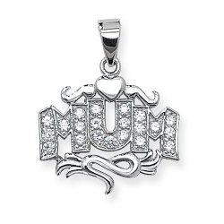 Silver Cz Mum Pendant 