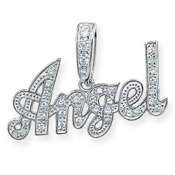 Silver Cz Angel Pendant 