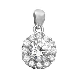 Silver Round Cz Cluster Pendant 