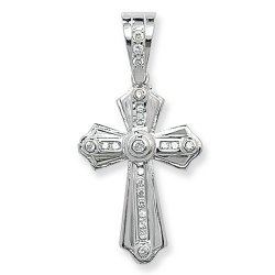 Silver Cz Cross Pendant 