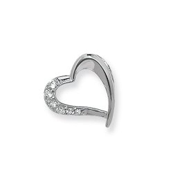 Silver Cz Open Heart Pendant 