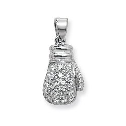 Silver Cz Boxing Glove Pendant 