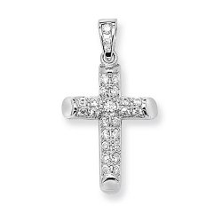 Silver Cz Cross Pendant 