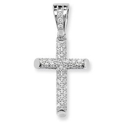Silver Cz Cross Pendant 