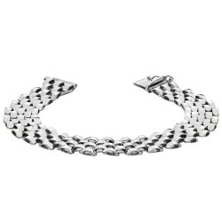 Silver Rhodium Plated Watch Link Necklet 