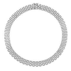 Silver Rhodium Plated Watch Link Necklet 