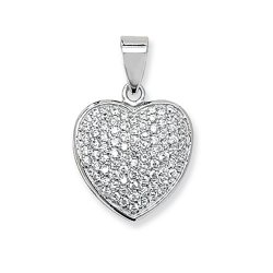Silver Cz Heart Pendant 