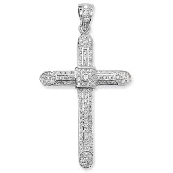 Silver Cz Cross Pendant 