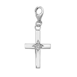 Silver Cz Set Cross Pendant 