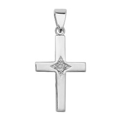 Silver Cz Set Cross Pendant 