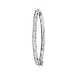 Silver Babies' Cz Channel Set  Hinged Bangle 