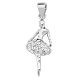 Silver Cz Ballerina Pendant 