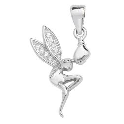 Silver Cz Tinkerbell Pendant 