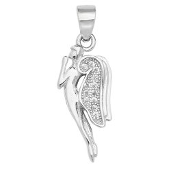 Silver Cz Angel Pendant 