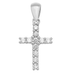 Silver Cz Cross Pendant 