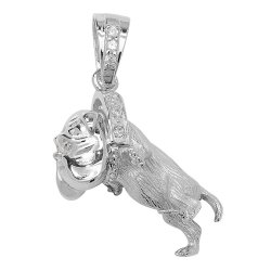 Silver Cz Bulldog Pendant 