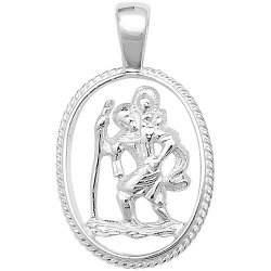 Silver St Christopher Cut Out Pendant 