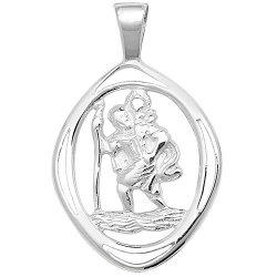 Silver St Christopher Cut Out Pendant 