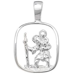 Silver St Christopher Cut Out Pendant 