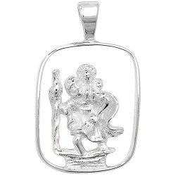 Silver St Christopher Cut Out Pendant 