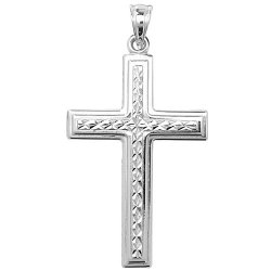 Silver Diamond Cut Cross Pendant 