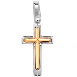 Silver And Yellow Gold Plated Cross Pendant 