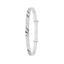 Silver Babies' Dimaond Cut Expandable Bangle 