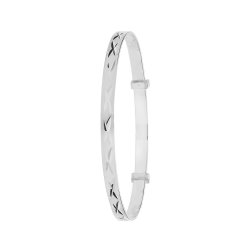 Silver Babies' Dimaond Cut Expandable Bangle 
