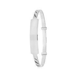 Silver Babies' Diamond Cut Expandable Id Bangle 