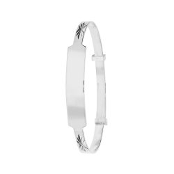 Silver Babies' Diamond Cut Expandable Id Bangle 